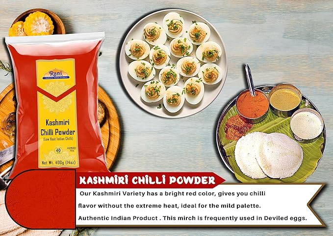 Rani Kashmiri Chilli Powder (Deggi Mirch, Low Heat) Ground Indian Spice 14oz (400g) ~ All Natural