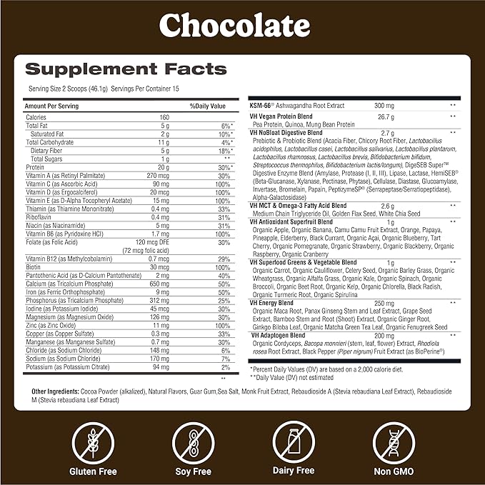 VitaHustle ONE Meal Replacement Shake - Plant Based Protein Powder by Kevin Hart - Vegan, Meal