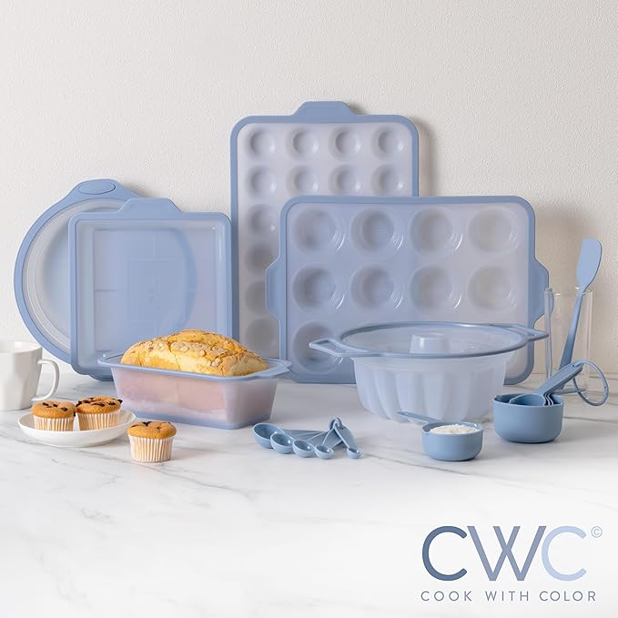 COOK WITH COLOR 17 Pc. Silicone Baking Pan Set - Non-Stick & Easy Clean Silicone Muffin Pans for