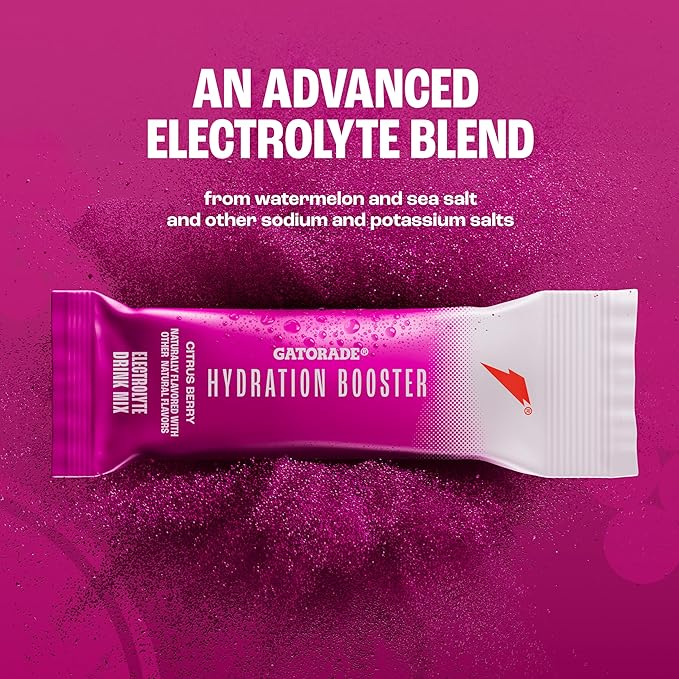 Gatorade Hydration Booster Electrolyte Drink Mix Powder Packets, Citrus Berry, Advanced Electrolyte