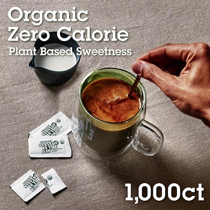 Stevia In The Raw Organic Stevia Sweetener Packets, 1,000 Ct, Zero Calorie Sugar Substitute