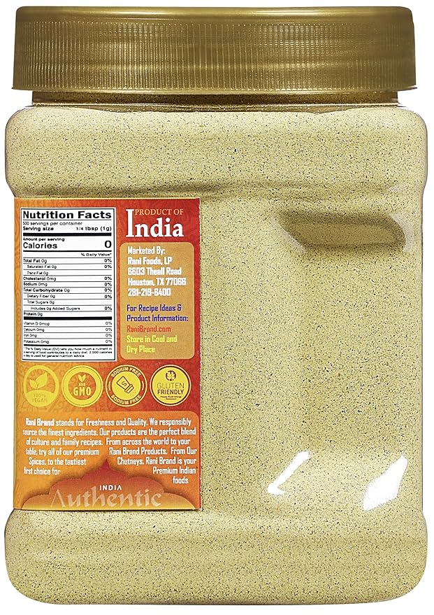 Rani Green Cardamom Pods Powder, Ground with Green Husks (Hari Elachi) 17.5oz (1.1lbs) 500g PET Jar