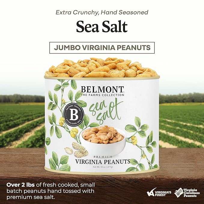 Belmont Peanuts Gourmet Sea-Salted Virginia Peanuts, 38 oz (1 Pack) ??Only 3 Simple Ingredients, No