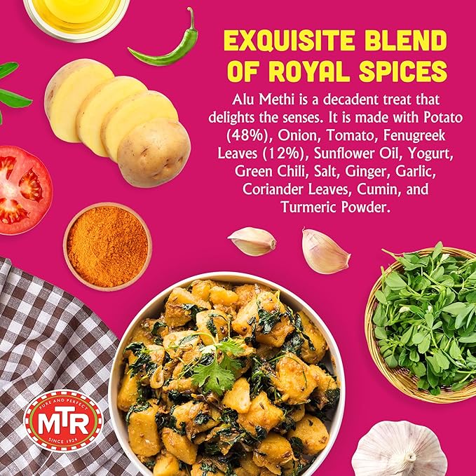 MTR - Alu Methi - Curried Potato with Fenugreek Leaves - Authentic Indian Ready To Eat Meal