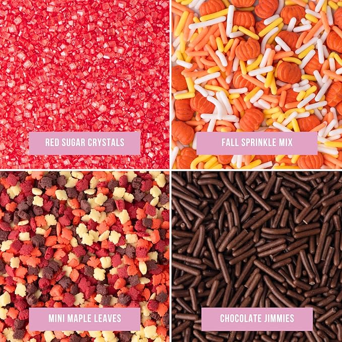 Sweets Indeed Sprinkles, Fall Sprinkles, Leaf Shapes, 4 pack, 11.57 ounces, Edible Sprinkle Mix
