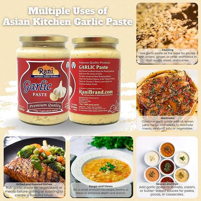 Asian Kitchen Garlic Cooking Paste 26.5oz (750g) Glass Jar ~ Vegan | Gluten Free | NON-GMO | No