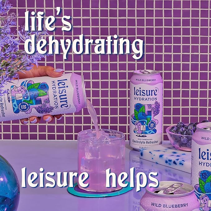 Leisure Hydration Non-Carbonated Electrolyte Refresher, Wild Blueberry Flavor - Low Sugar Nutrient