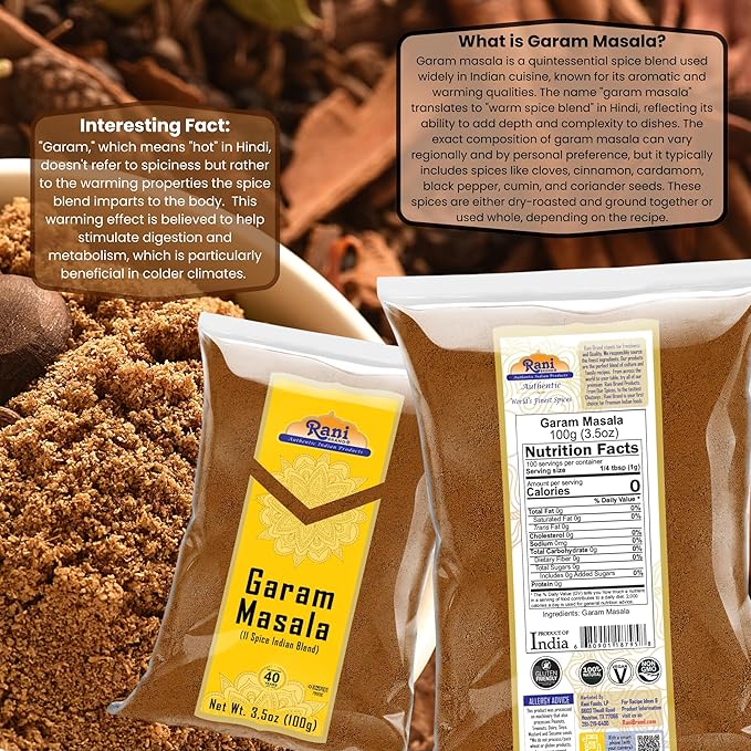 Rani Garam Masala Indian 11-Spice Blend 3.5oz (100g) ~ All Natural, Salt-Free | Vegan | No Colors |