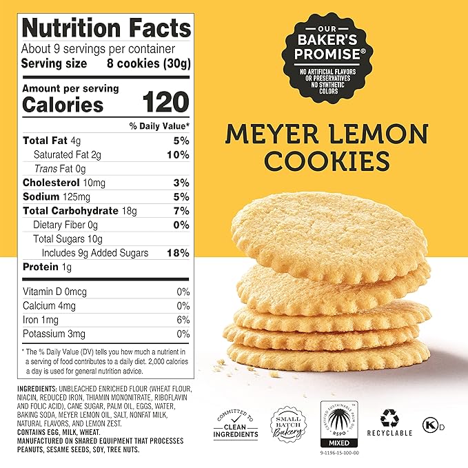 Dewey's Bakery Meyer Lemon & Triple Ginger Moravian Style Thin Cookies Variety Pack, Bakery Fresh