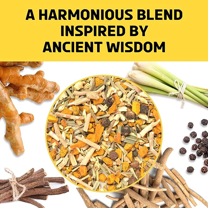 BREWIX, Turmeric Ashwagandha Herbal Tea Loose Leaf (100+ Cups, 7.05oz/200g) Real Ingredients From
