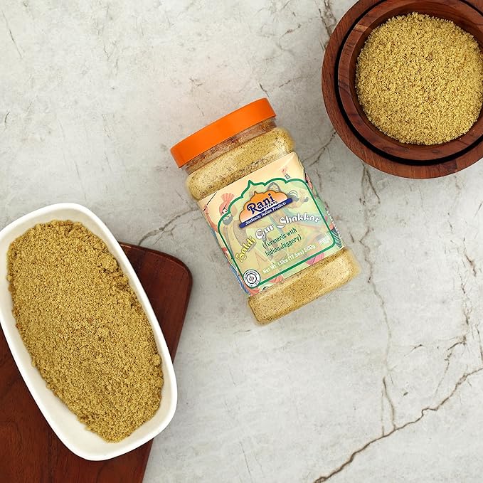 Rani Haldi Gur Shakkar (Turmeric with Indian Jaggery) Indian Unrefined Raw Cane Sugar 17.5oz