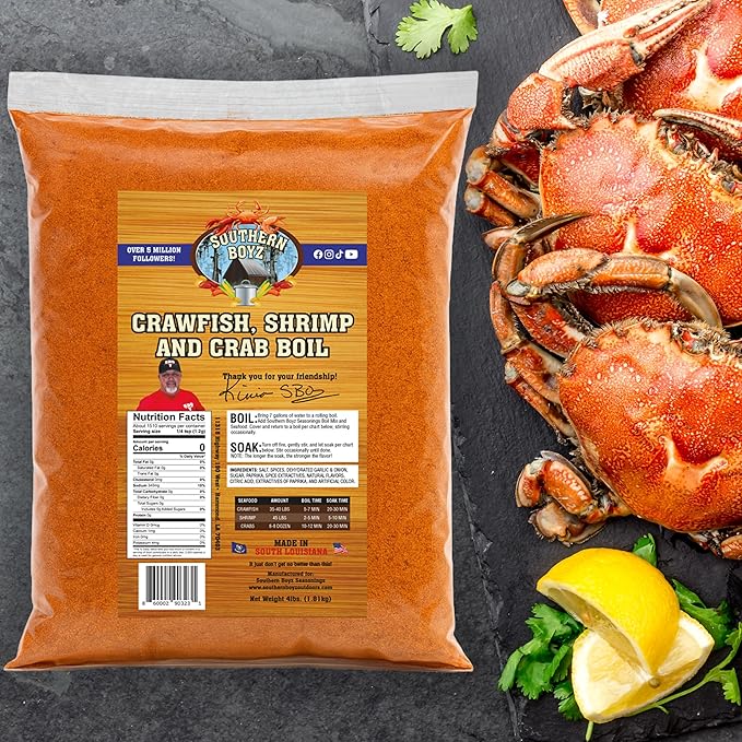 Southern Boyz Seasonings Cajun Seafood Boil, 4 Pound Bulk Sack (No MSG Blend - Seasons 35-40 Pounds