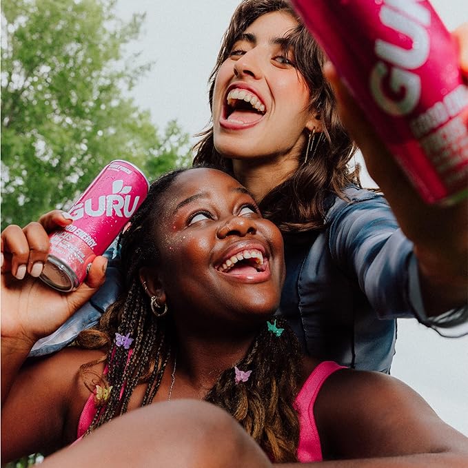 GURU Fruit Punch Organic Energy Drinks, Clean Energy Drink with Plant Based Natural Caffeine from