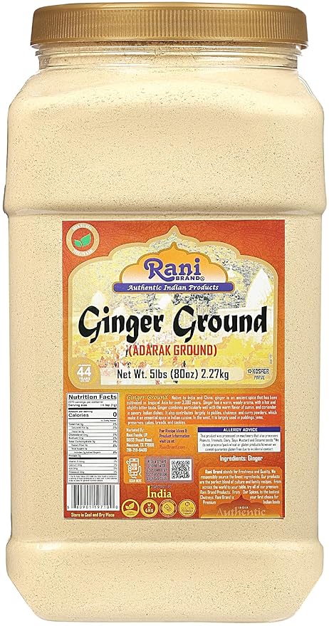 Rani Ginger (Adarak) Powder Ground, Spice 80oz (5lbs) 2.27kg Bulk PET Jar ~ All Natural | Vegan |