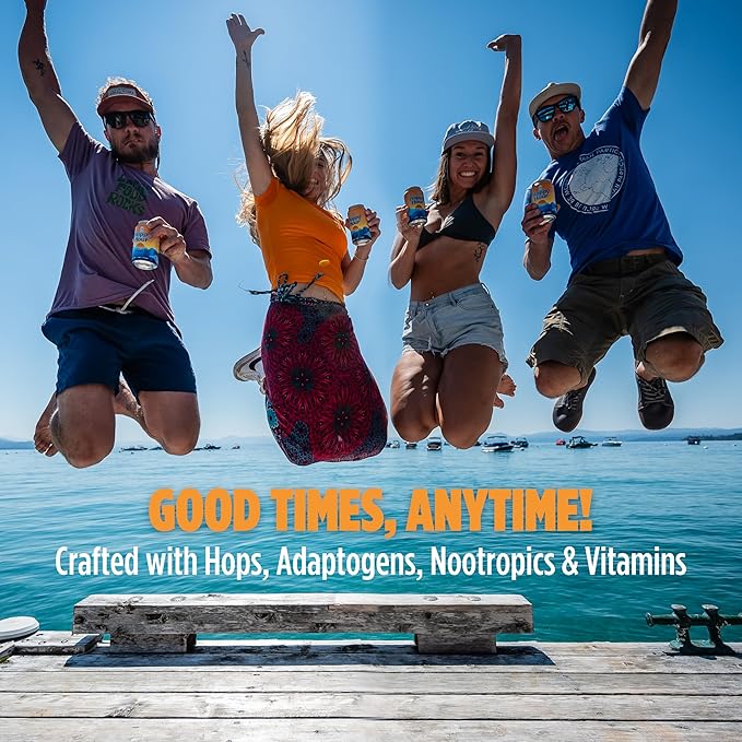 Hoppy Hour Sparkling Hop Water, Non-Alcoholic and Adaptogens Drink, Zero Sugar and Calories