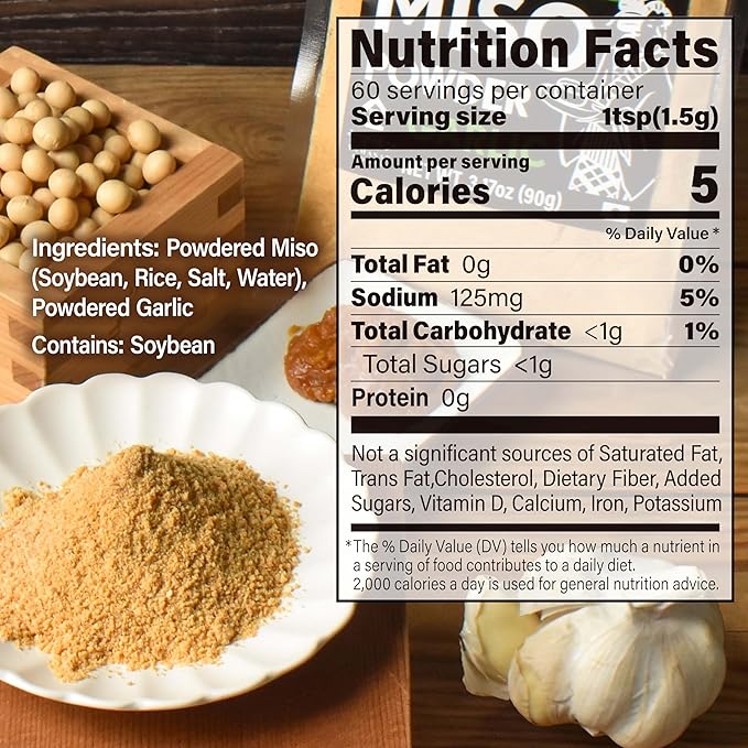 YAMASAN KYOTO UJI Japanese Dry Garlic Miso Seasoning, Freeze-Dried Miso Powder Mixed With Garlic