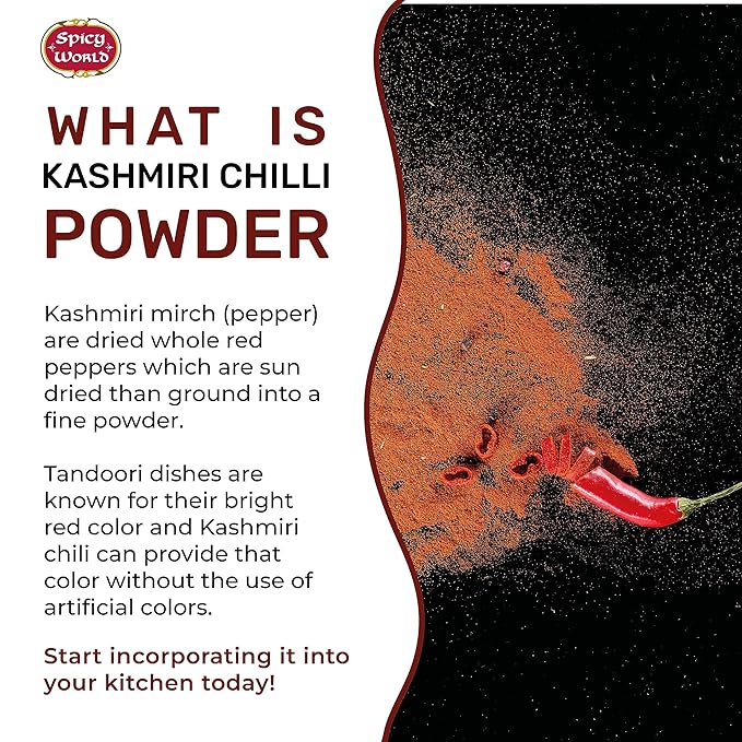 Kashmiri Chili Powder | 14 oz resealable bag | All Natural Deggi Mirch powder | by Spicy World