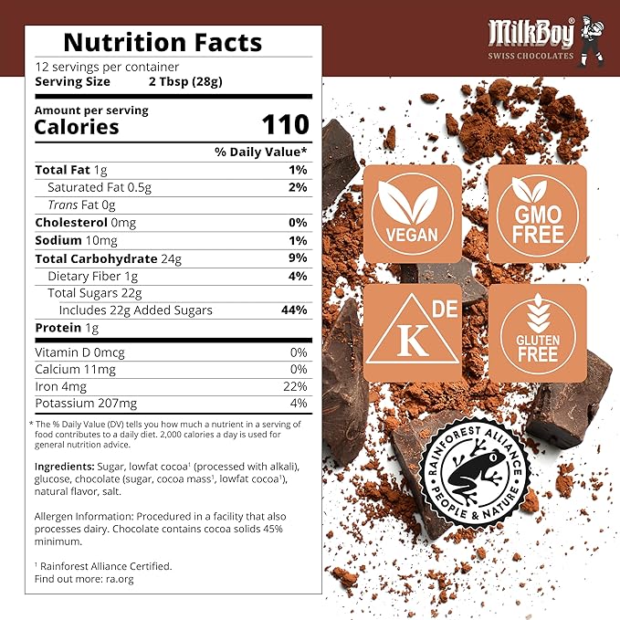 MilkBoy Gluten Free Hot Chocolate Mix for Cold or Hot Cocoa - Kosher, Vegan, Gourmet Swiss