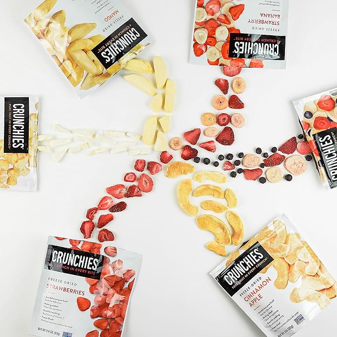 Crunchies Freeze-Dried Fruits, 100% All Natural Crispy Fruit, Non GMO and Kosher, Resealable Freeze