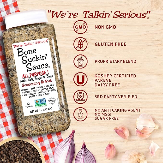 Bone Suckin' Sauce Bulk Seasoning & Rub - Brown Sugar, Garlic, Onion, Spices - Non-GMO