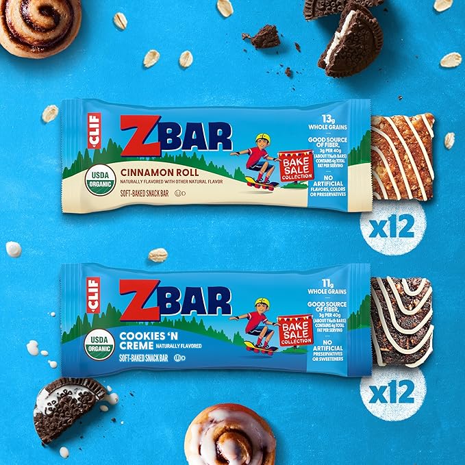 Zbar - Bake Sale Collection - Cookies 'N Creme and Cinnamon Roll Flavor - Soft Baked Snack Bars