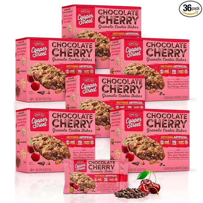 Cooper Street Granola Cookie Bake - Chocolate Cherry Chewy Granola Bars | Individually Wrapped