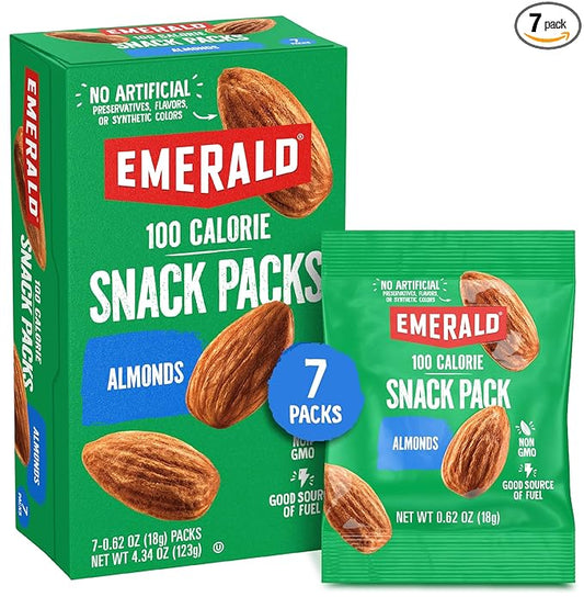 Emerald Nuts Whole Almonds 7ct (1-Pack), 100-Calorie Individual Packs, Kosher Certified, Non-GMO