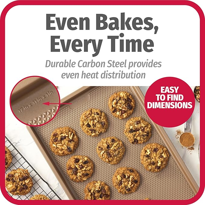 GoodCook BestBake Nonstick Textured Carbon Steel Cookie Sheet, 11" x 17", Large Baking Sheet, Even