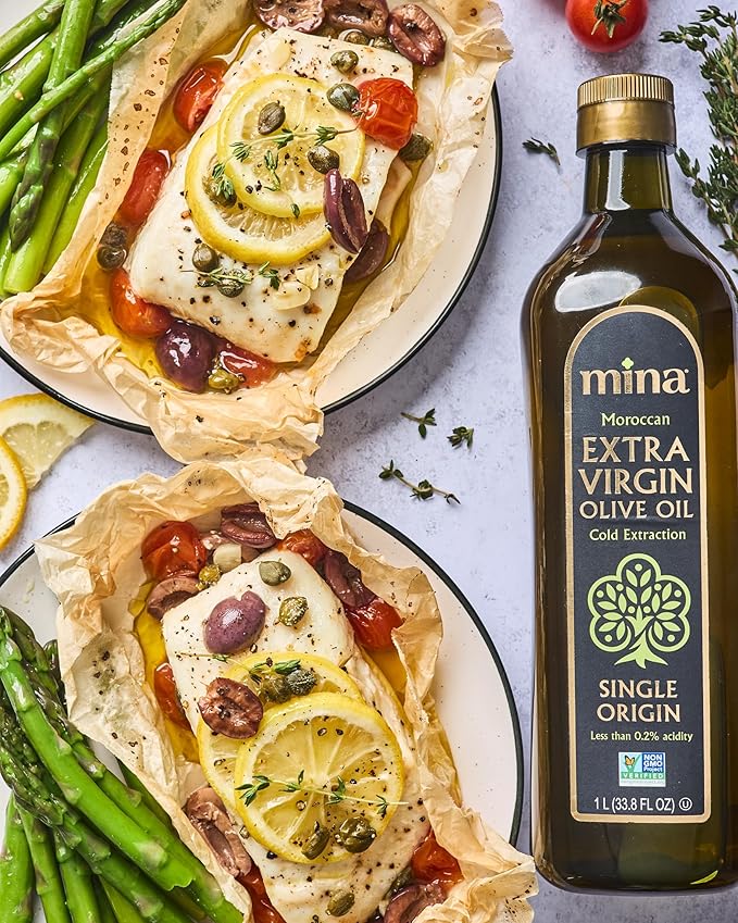 Mina Olive Oil Extra Virgin 33.8 Fl Oz, New Harvest, Polyphenol Rich Olive Oil for Cooking