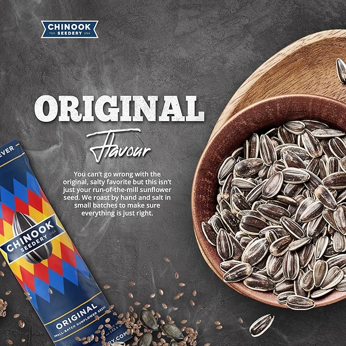 Chinook Seedery Roasted Sunflower Seeds to Eat - 1.5 oz (Pack of 36) Original - Jumbo Low Sodium