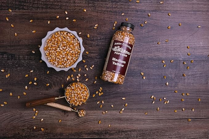 Amish Country Popcorn | 2-14 oz Bottles | Medium Yellow Popcorn Kernels | Old Fashioned, Non-GMO