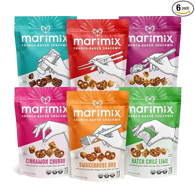 Marimix Snack Mix | 6 Flavor Variety Pack | Crunch Baked Sweet & Salty Savory Plant Based Naturally