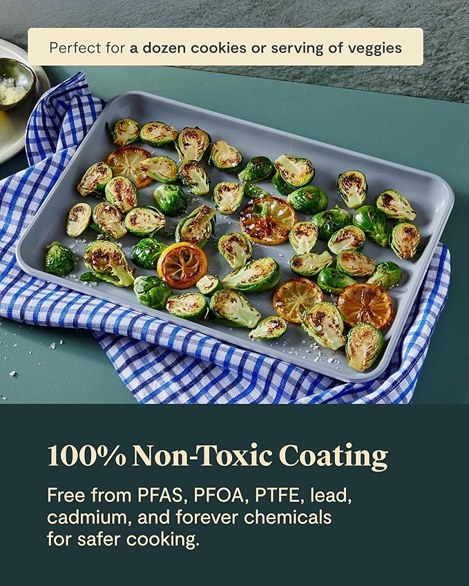 Caraway Non-Stick Ceramic Medium Baking Sheet - Naturally Slick Ceramic Coating - Non-Toxic, PTFE &