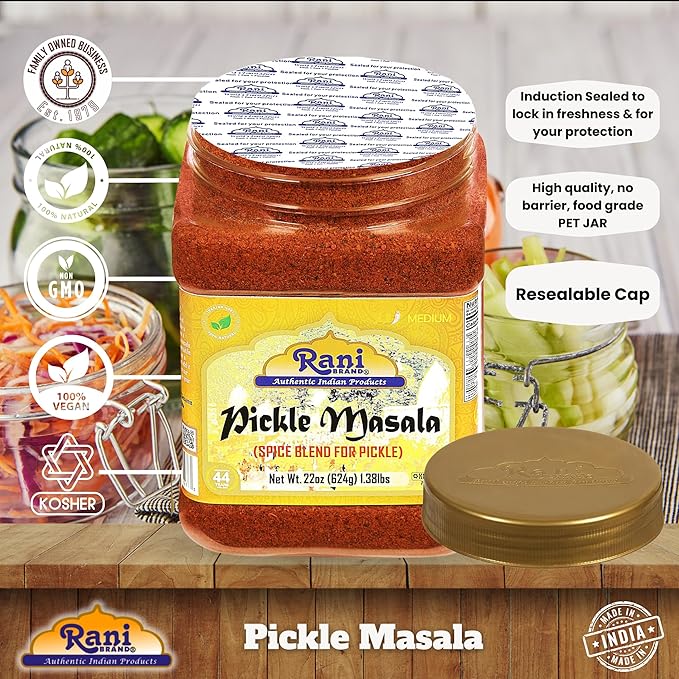 Rani Pickle (Achar) Masala Indian Spice Blend 22oz (1.375lbs) 624g PET Jar ~ Vegan | Gluten