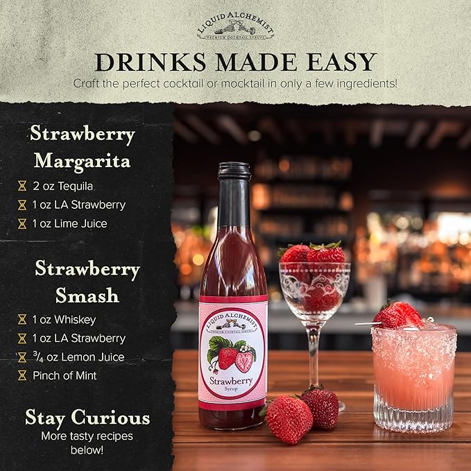 Liquid Alchemist Strawberry Syrup for Drinks - Real Ingredients Make our Strawberry Puree for