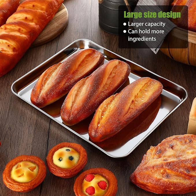 6 Pcs Baking Sheet Set Stainless Steel Cookie Sheet Cookie Baking Pan Bakeware Oven Tray Dishwasher