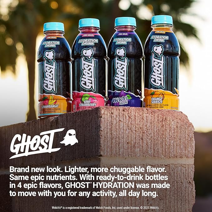 GHOST Hydration Drink, Orange Squeeze - RTD Sports Drink with Electrolytes, Natural Vitamins &