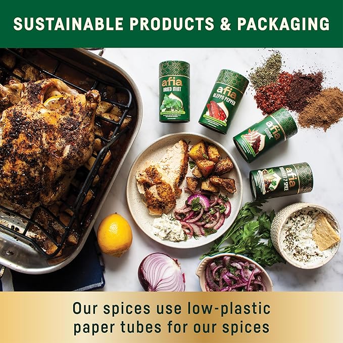 Afia Mediterranean Pantry Spices Gift Set | Aleppo Pepper, Dried Mint & Sumac | Seasoning Set for