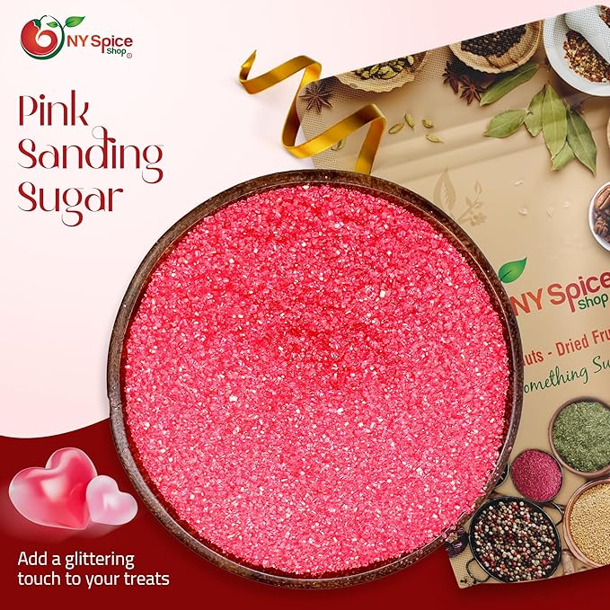 NY Spice Shop Pink Sanding Sugar - 3 Pound Sweet Colorful Edible Sprinkles For Candy Dish - Sugar