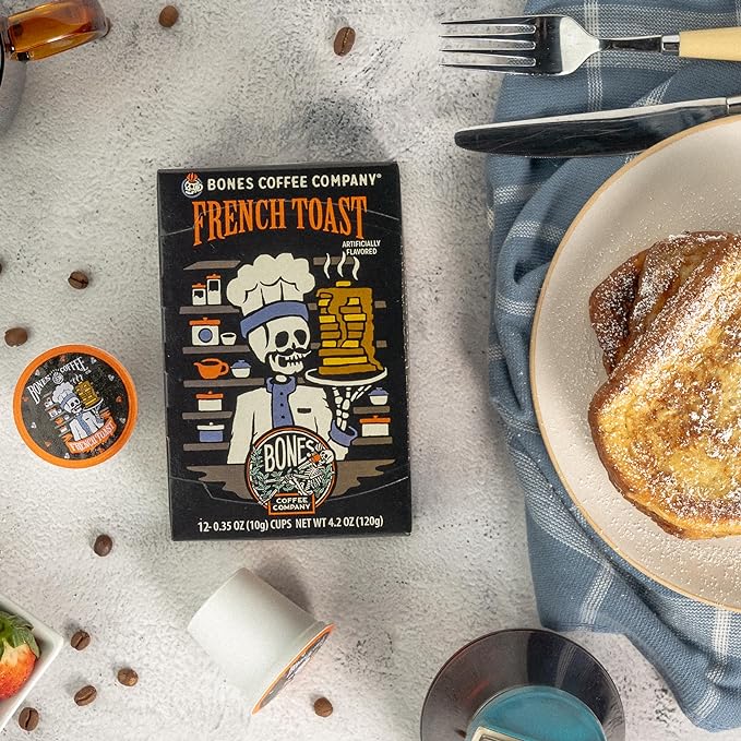 Bones Coffee Company Flavored Coffee Bones Cups French Toast | 12ct Single-Serve Coffee Pods