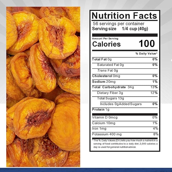 Traina Home Grown California Extra Fancy Sun Dried Peach Halves - Healthy, No Sugar Added, Non GMO