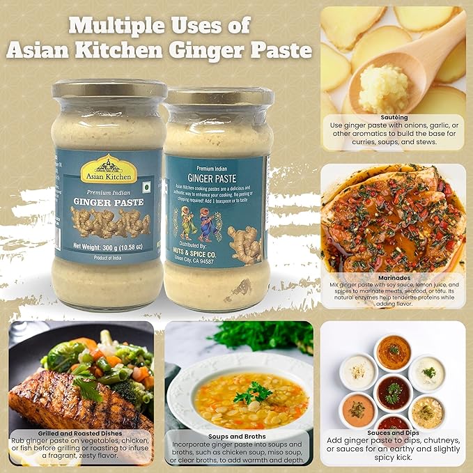 Asian Kitchen Ginger Cooking Paste 10.5oz (300g) Glass Jar ~ Vegan | Gluten Free | NON-GMO | No
