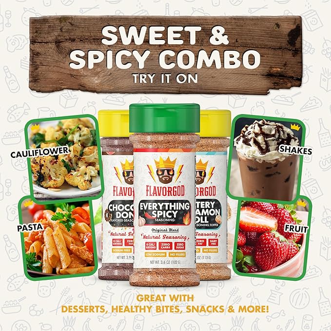 Sweet & Spicy Combo Pack of 3, Spices, Toppers and Seasoning Gift Set - Everything Spicy, Buttery