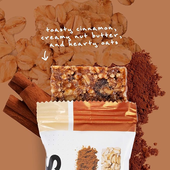 Skratch Labs Energy Bar | Cinnamon + Oatmeal (12 Pack) | Plant Based Healthy Snack | Low Sugar - 5g