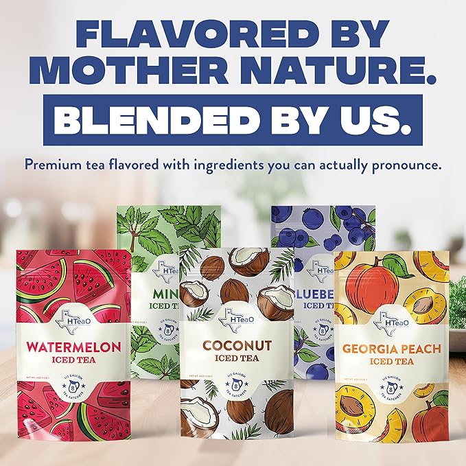 HTeaO Watermelon Texas-Style Flavored Iced Tea Bags for Summer – Instant Ice Tea Packets for Quick