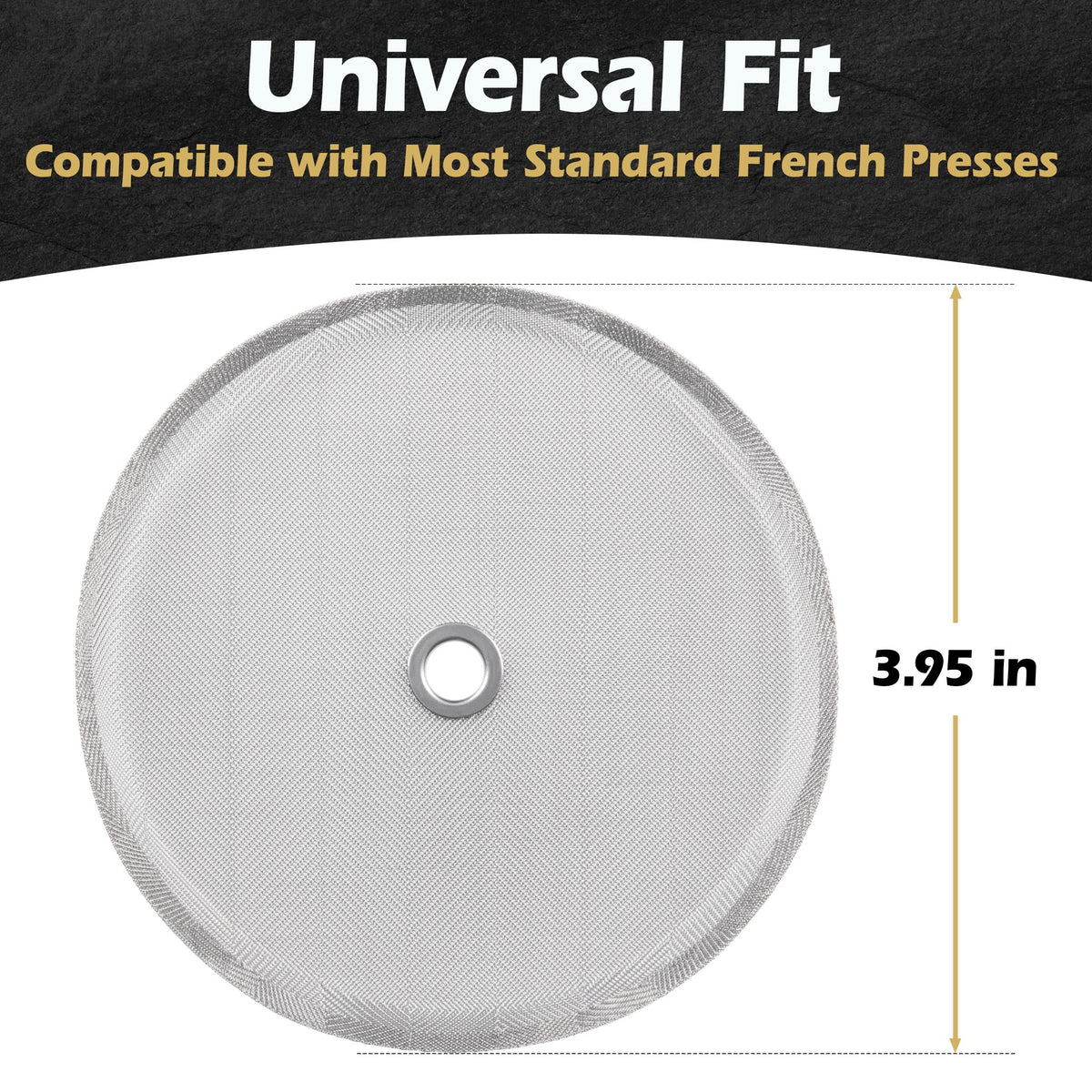 Gold Lion Gear French Press Replacement Filter (2pack) - Includes Metal Center Ring - Universal