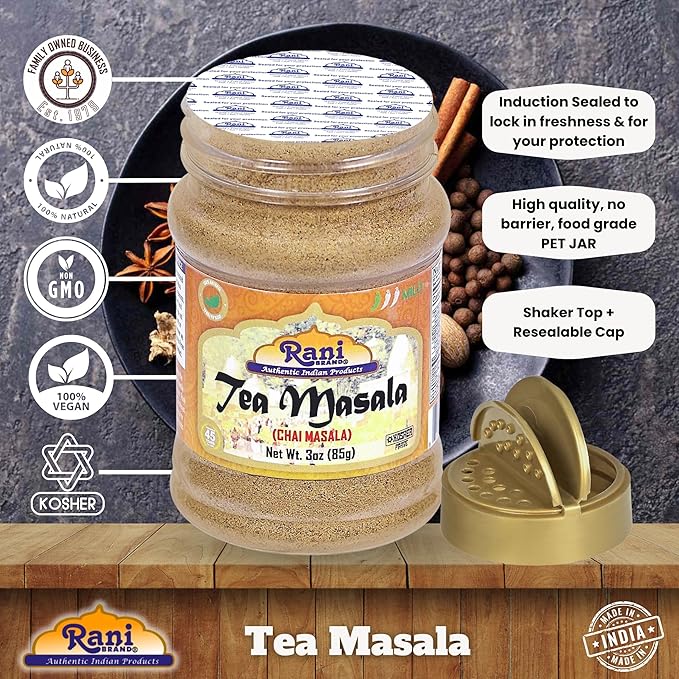 Rani Tea (Chai) Masala Indian Spice Blend 3oz (85g) PET Jar ~ All Natural | Vegan | Gluten Friendly