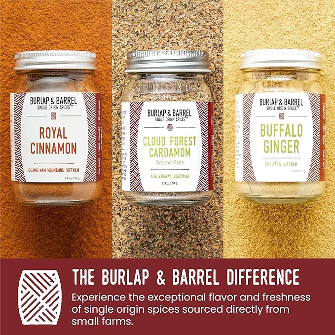 Burlap & Barrel 3pk Sweet Spice Set - 3 Full Size Jars including Royal Cinnamon, Cloud Forest