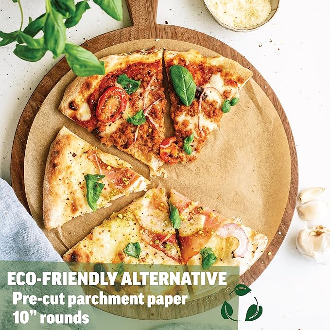 Zenlogy 10 Inch Parchment Paper Rounds (100 Sheets) - Unbleached, Pre-cut, High Heat, Round Liners