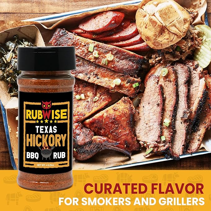 RubWise Texas Style BBQ Hickory Rub (No MSG) | Meat Seasonings & Dry Rubs for Smoking and Grilling